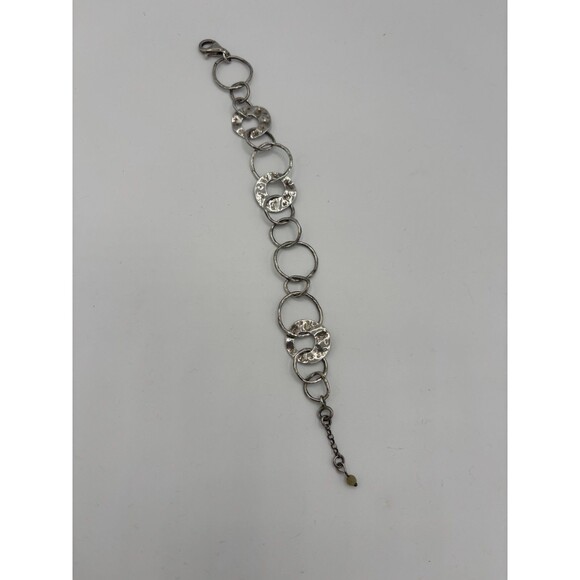 Silpada Sterling Silver 925 Hammered PAPER CHAIN Circle Links Bracelet B1217 8” - Picture 2 of 7